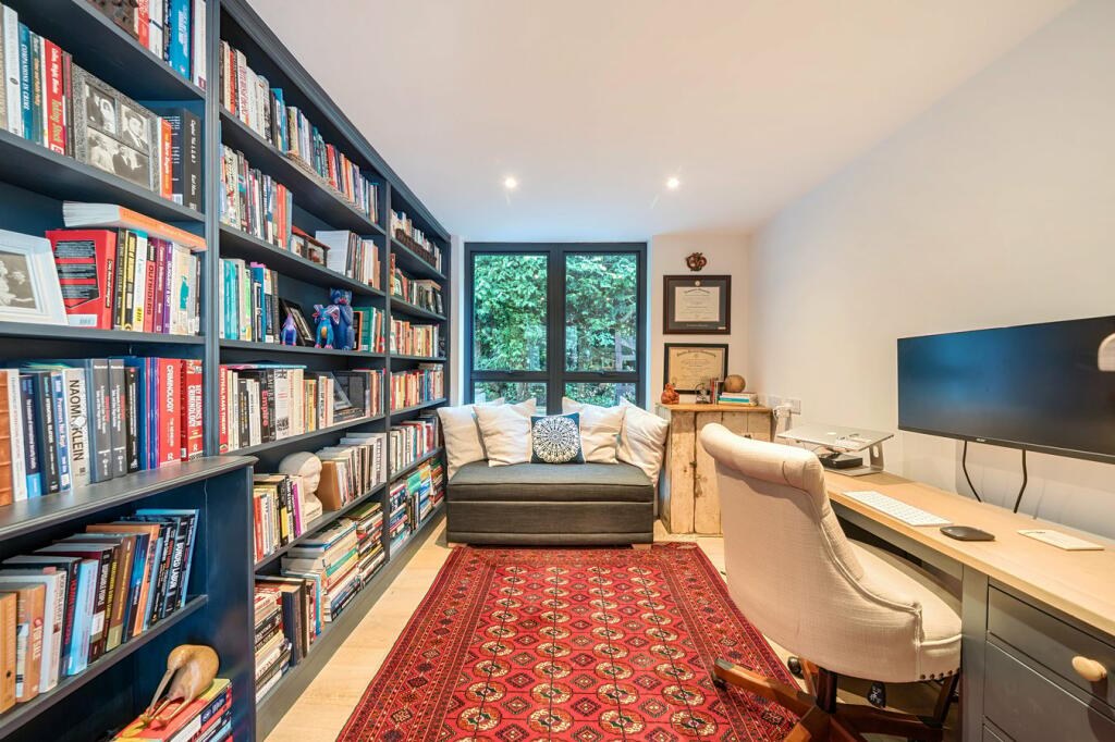 The rear ground-floor room at Hidden House overlooking the garden